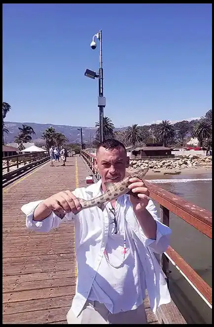 Santa Barbara love for author and Veteran David Haave Goleta pier CA USA -- David Haave